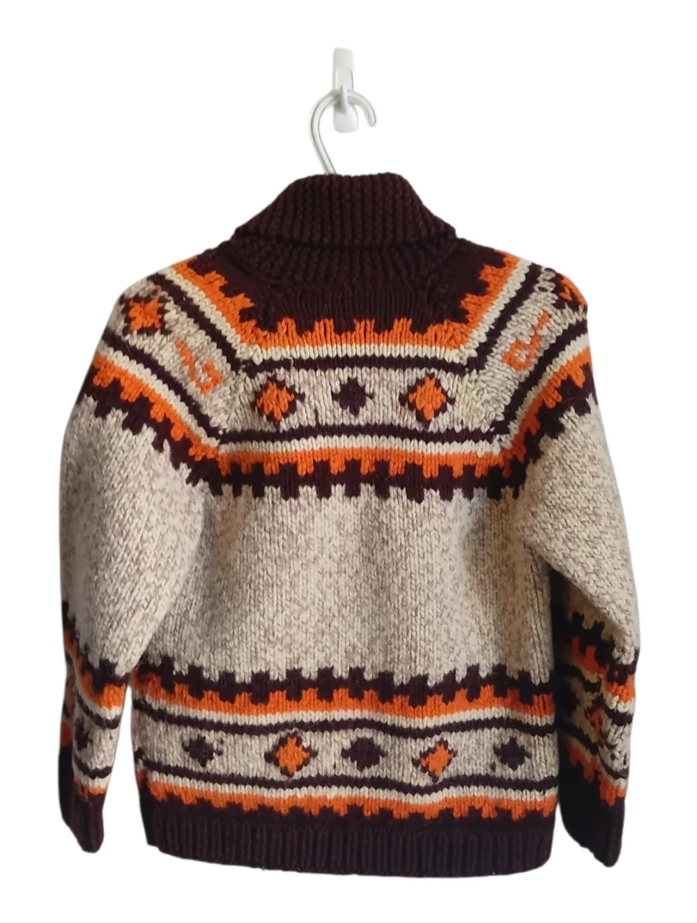 Vintage 50's 60's Handmade Cowichan Style Curling Sweater Small Boho Cottagecore - Picture 3 of 17